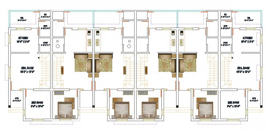Row-house planning autocad file