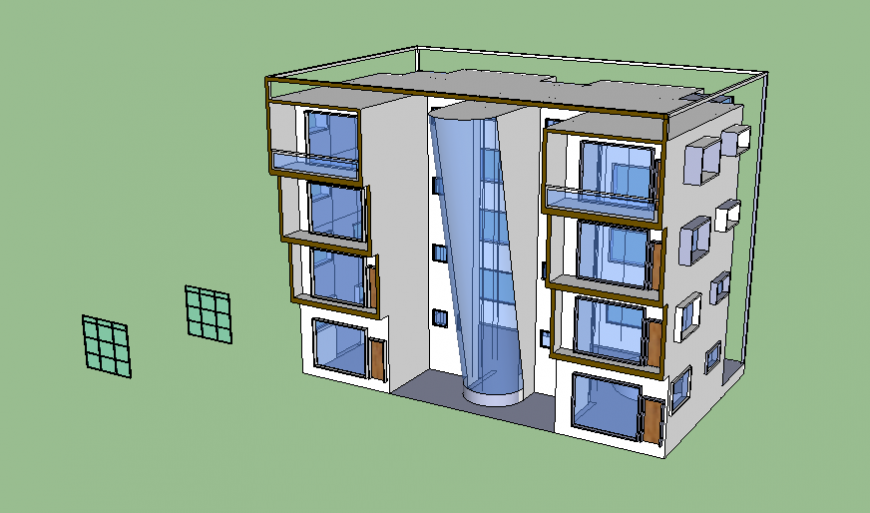 Row housing apartment building 3d elevation cad drawing details dwg file