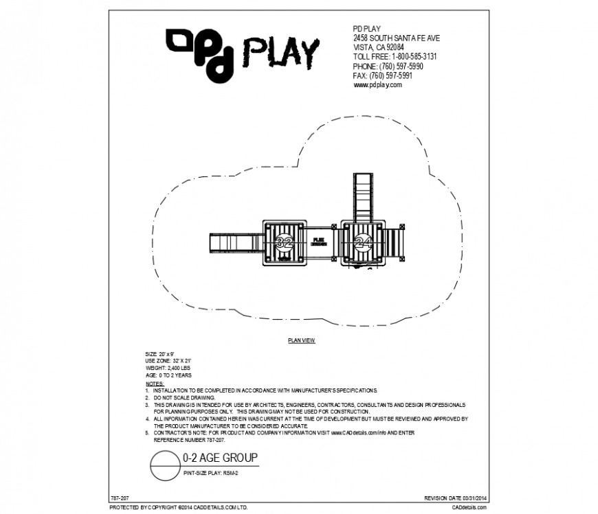 RSM-2 pint size play equipment details of garden dwg file