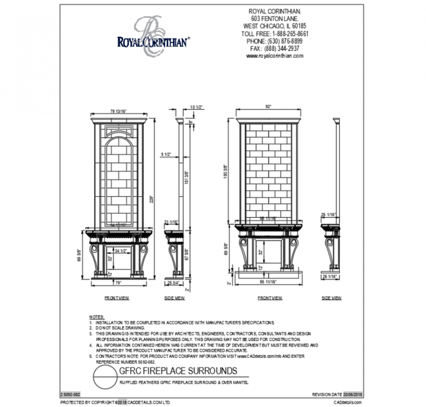 Ruffled feathers garden's fire place surround and over mantel dwg file