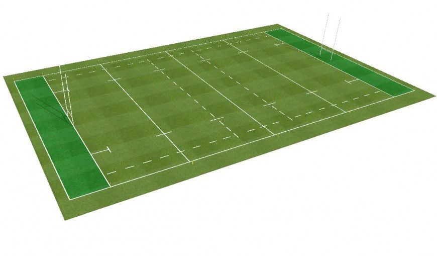 Rugby sports game ground detail 3d model layout sketch-up file