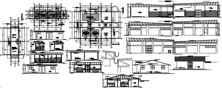 Rural government office elevation, sections and floor plan drawing details dwg file