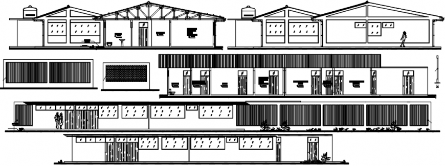Rural health center elevation and section cad drawing details dwg file