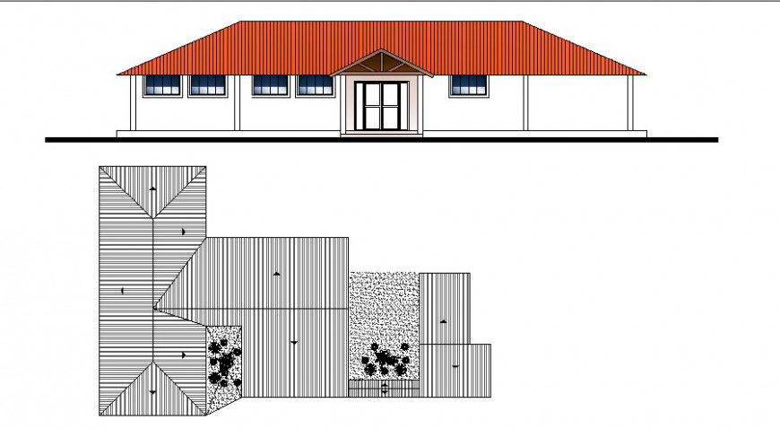 Rural hospital elevation and cover plan cad drawing details dwg file