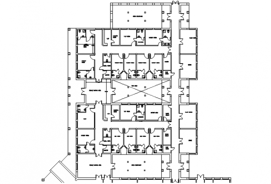 Rural hospital floor distribution plan cad drawing details dwg file