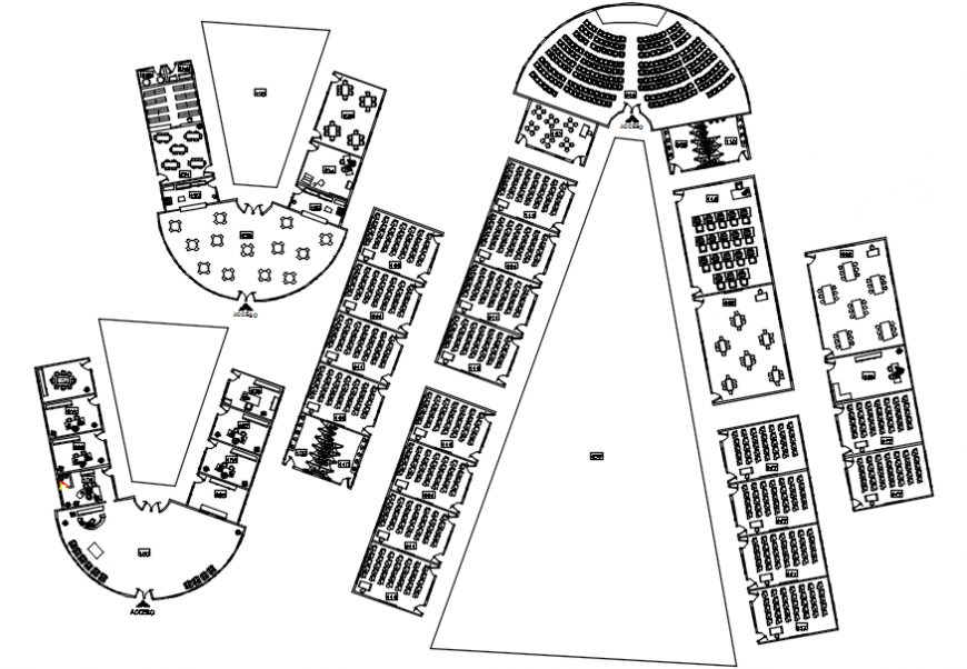 Rural primary school floor distribution plan cad drawing details dwg file
