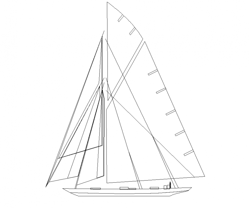 Sailing boat elevation design dwg file
