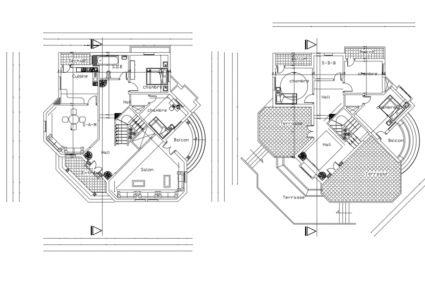 Salon store floor plan distribution cad drawing details dwg file