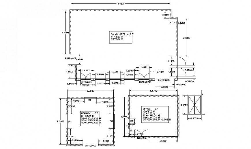 Saloon building drawings details plan 2d view autocad software file