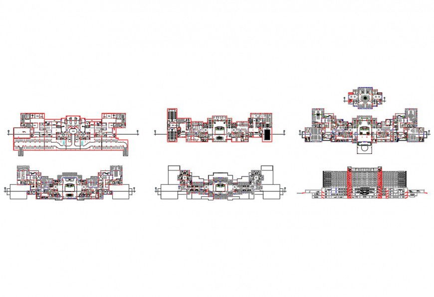 Sama luxuries hotel main elevation and floor plan cad drawing details dwg file