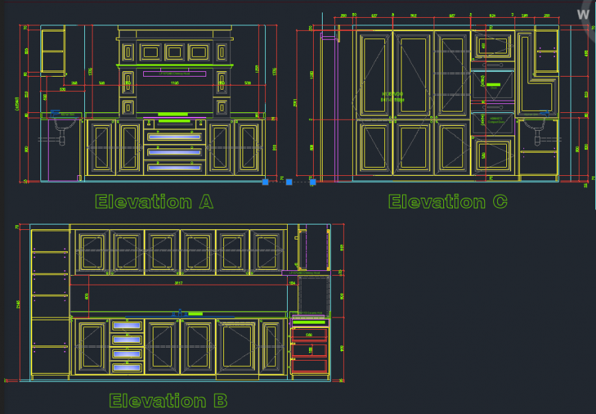 Sample 2d cad drawing furniture plan detail