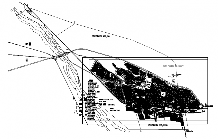 San pedro city architecture map and town planning details dwg file
