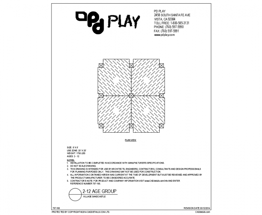 Sand castle play equipment plan view of village park dwg file