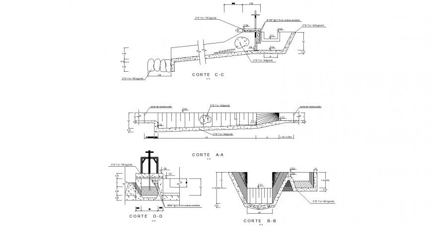 Sand trap construction detail drawing in dwg AutoCAD file.