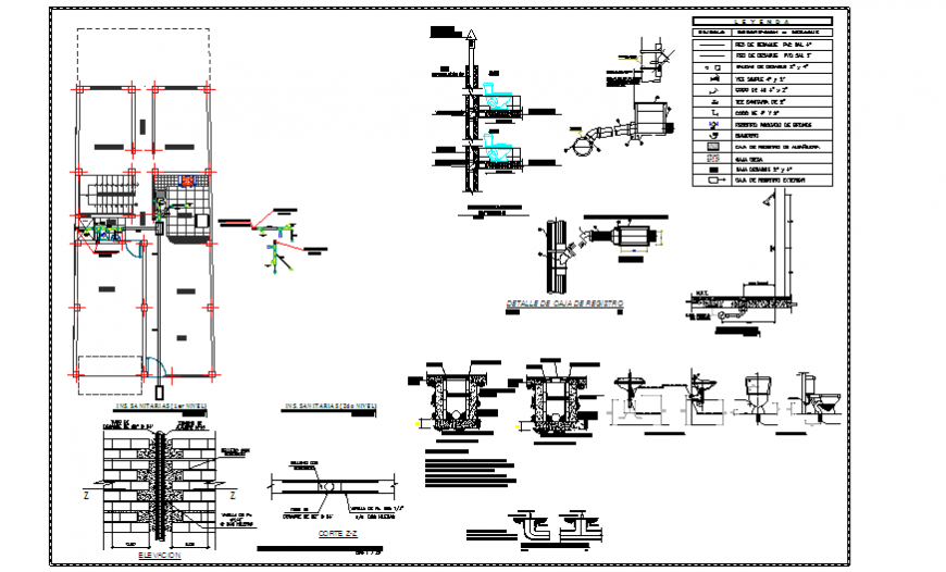 Sanitariay installation design drawing project of unfamiliar house design
