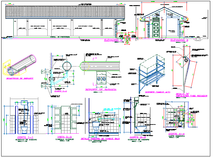 sanitary view of collage with detail dwg file
