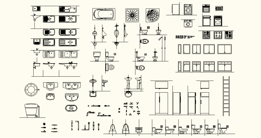 Sanitary an other household blocks detail plan and elevation autocad file