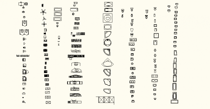 Sanitary and household symbol blocks detail layout file