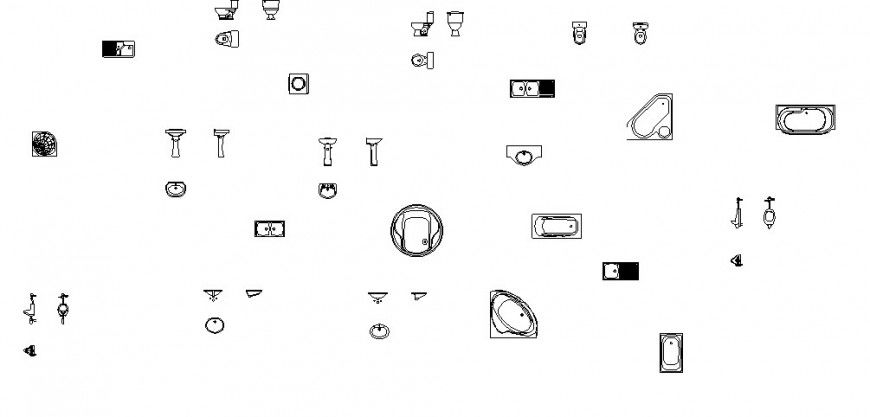Sanitary and plumbing equipment blocks drawing details dwg file