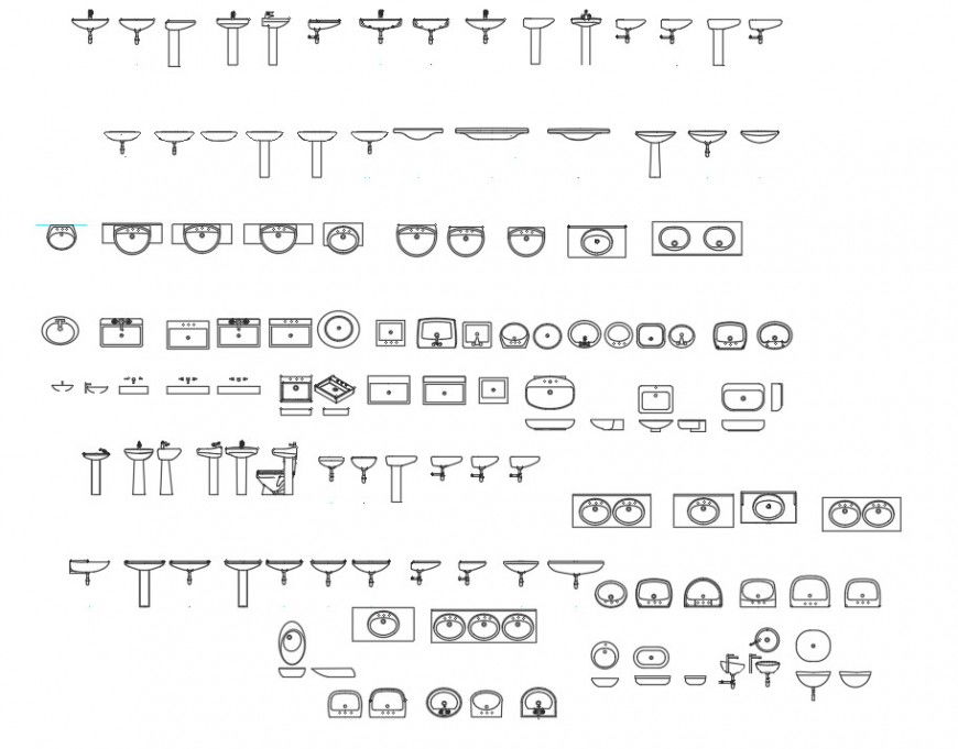 Sanitary appliances plan and section dwg file