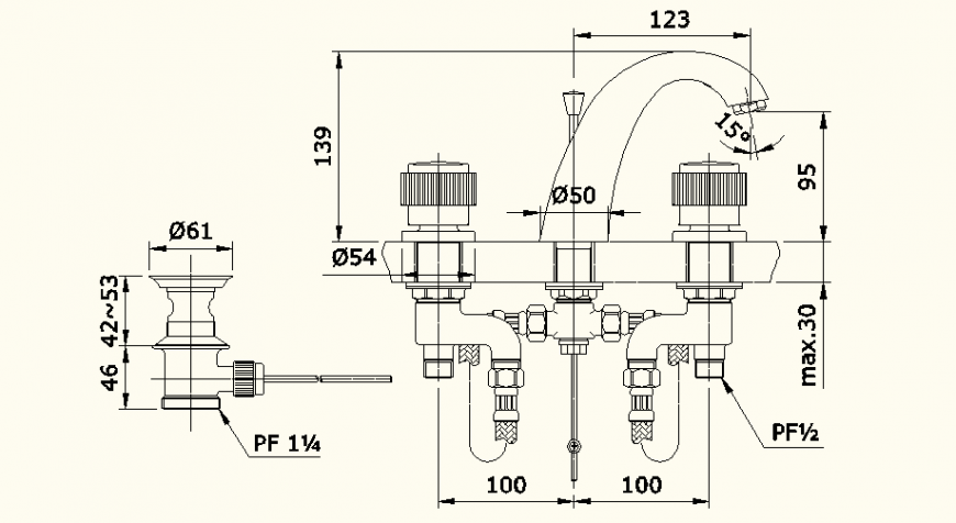Sanitary blocks and fitting detail elevation dwg file