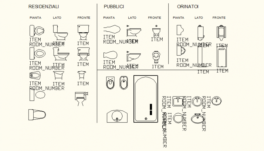 Sanitary blocks and fittings detail plan and elevation autocad file