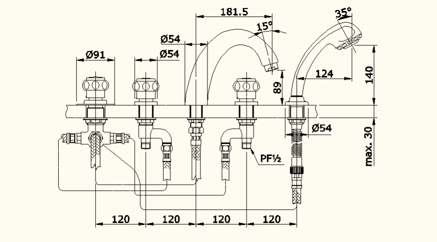 Sanitary blocks and system detail elevation and plan dwg file