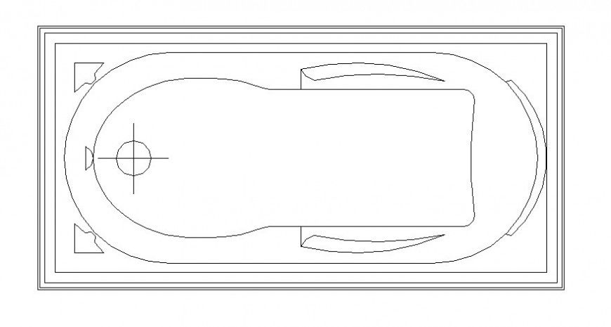 Sanitary blocks design of bath-tub 2d view autocad software file