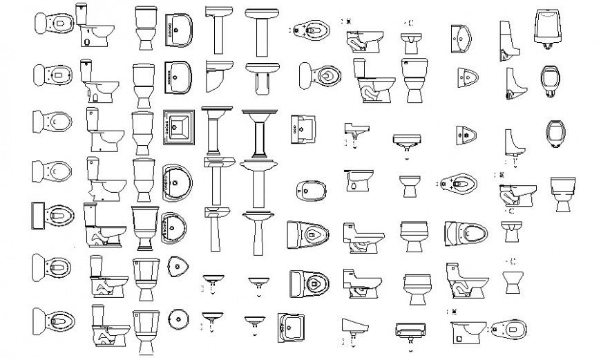 Sanitary blocks detail drawing in autocad software