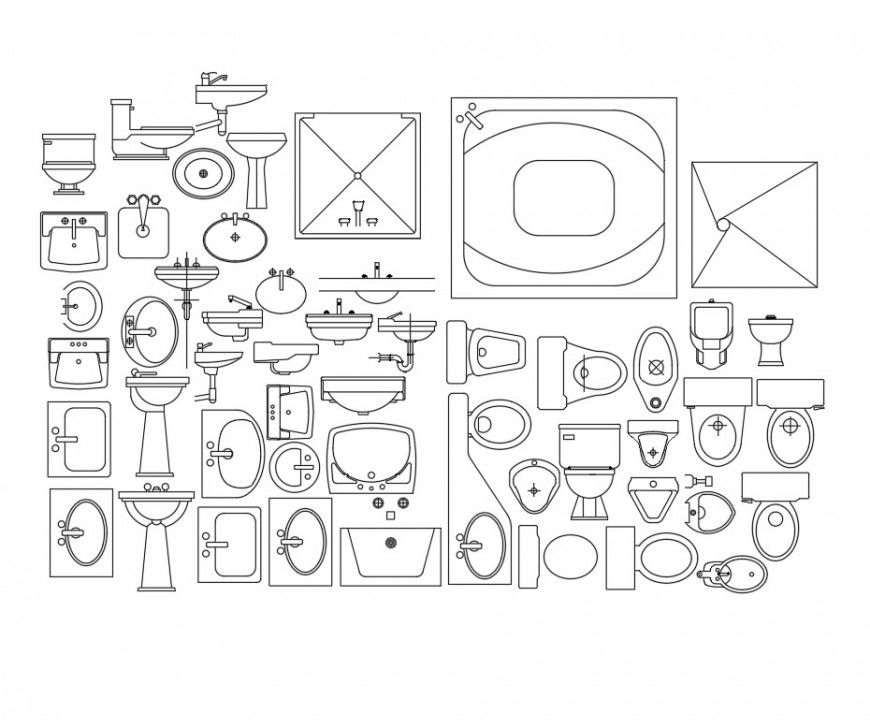 Sanitary blocks detail elevation list autocad file