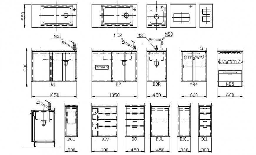 Sanitary blocks drawing details in autocad