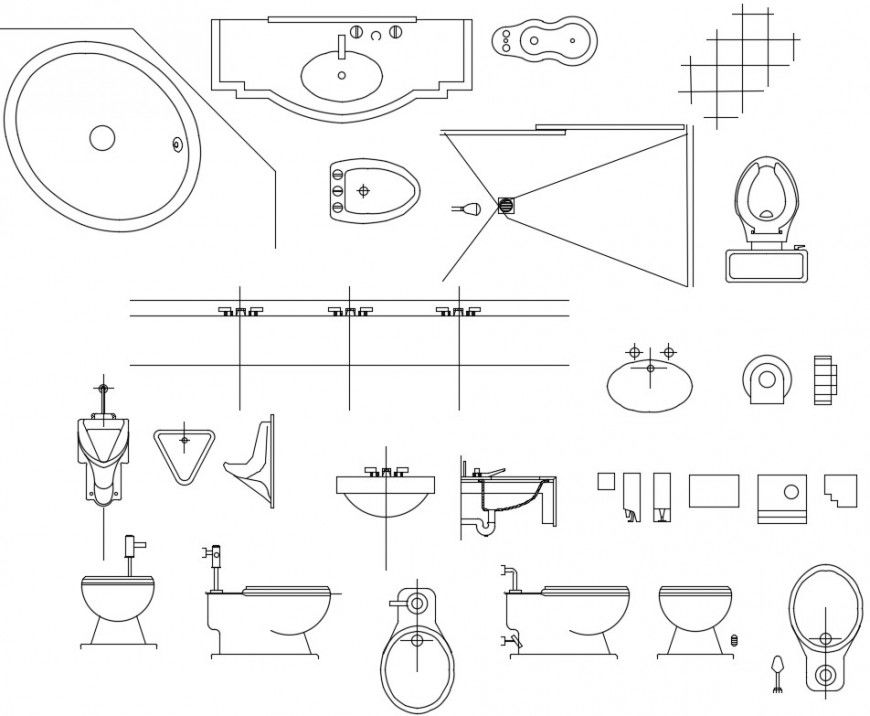 Sanitary cad block sectional model details