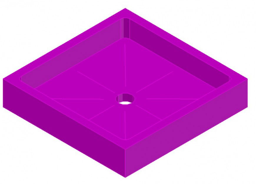 Sanitary corner wash basin 3d dwg AutoCAD file.