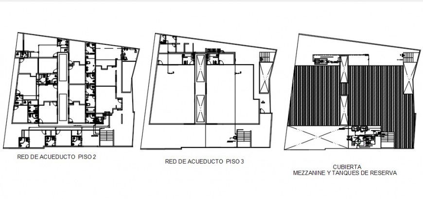 Sanitary facilities plan and installation of all floors of shopping mall dwg file