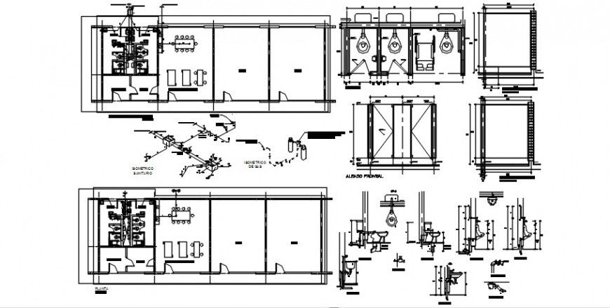 Sanitary facility of school sections, plan, structure and installation drawing details dwg file