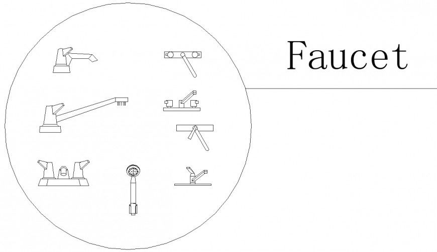 Sanitary fittings AutoCAD block in dwg AutoCAD file.
