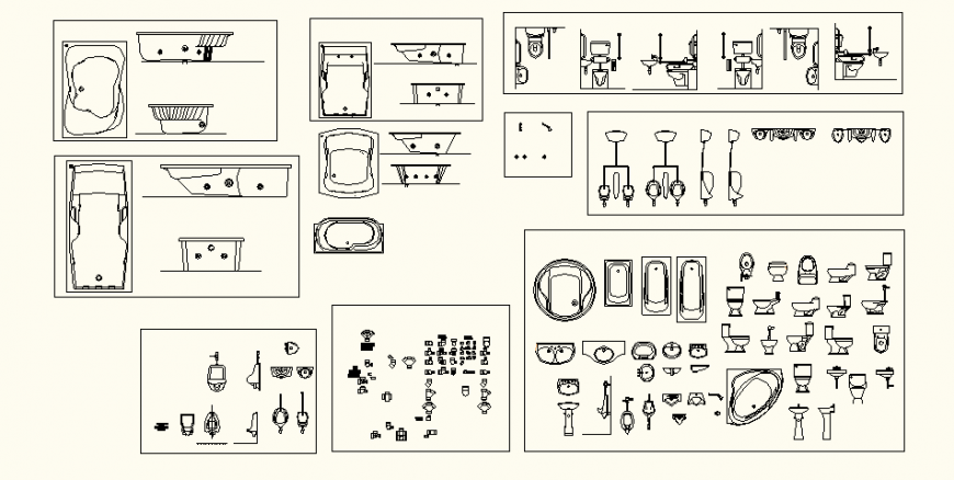 Sanitary fittings detail elevation autocad file