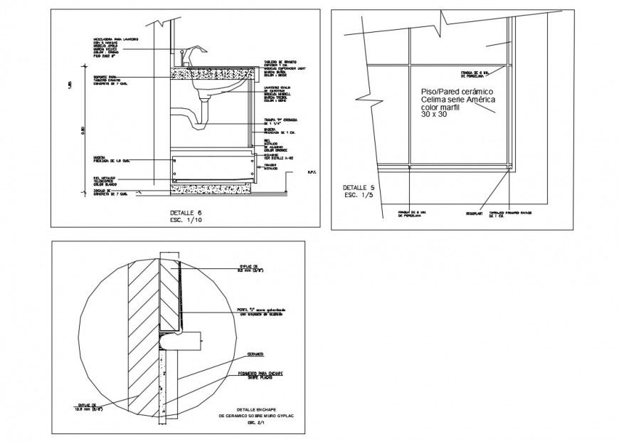 Sanitary installation, constructive plumbing cad drawing details dwg file