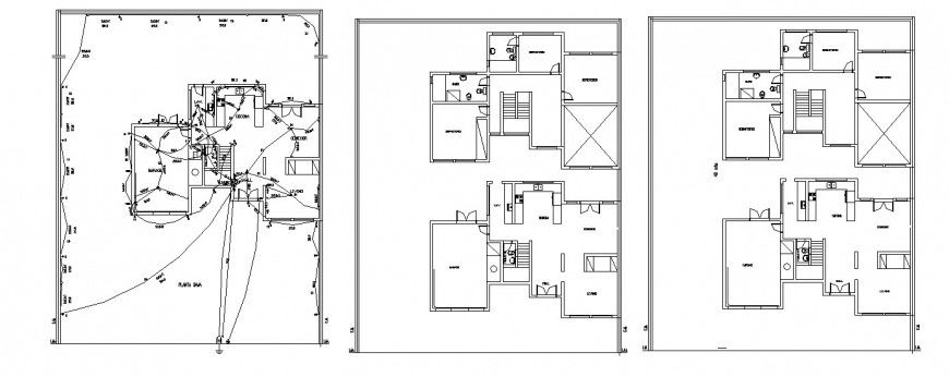 Sanitary installation and electrical layout plan drawing details of house dwg file