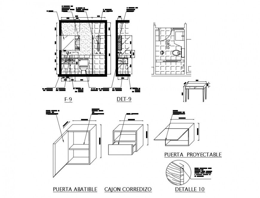 Sanitary installation and furniture details of house dwg fie