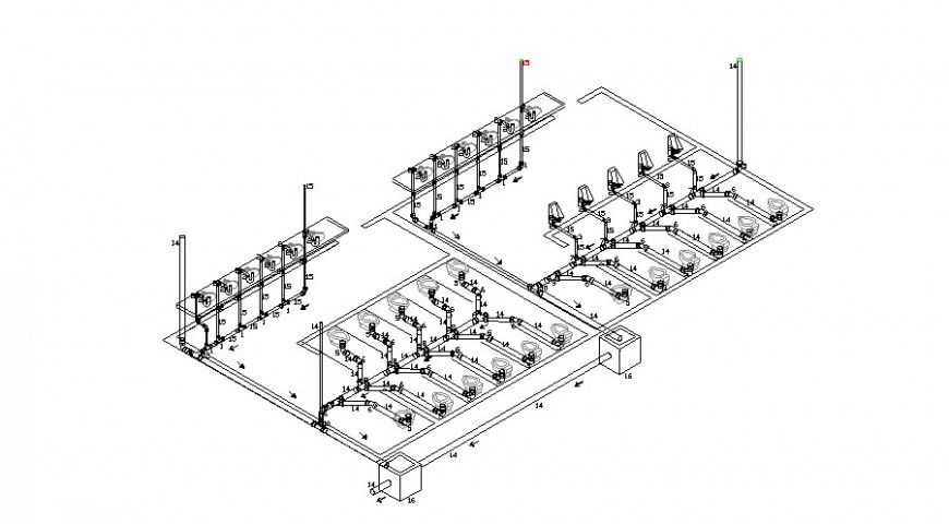 Sanitary installation and isometric plan cad drawing details dwg file