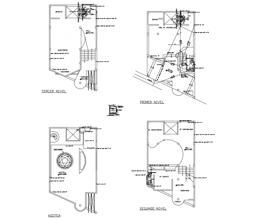 Sanitary installation and plan details of all floors of apartment building dwg file