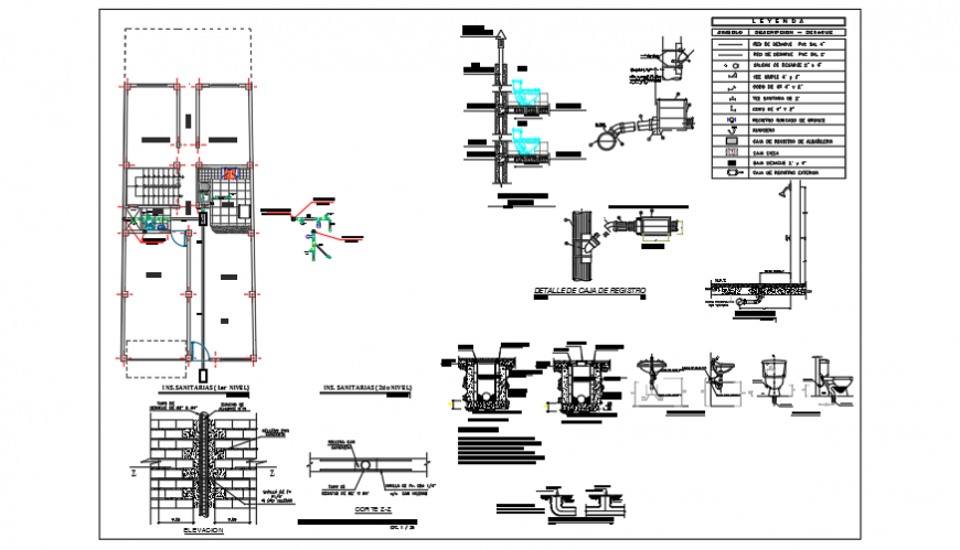 Sanitary installation design Project of unifamiliary housing design drawing