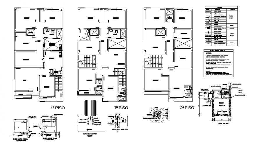 Sanitary installation details of all floors of house building dwg file