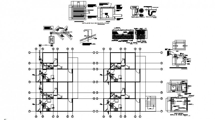 Sanitary installation details of housing floors cad drawing details dwg file