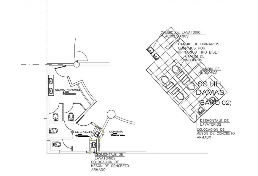 Sanitary installation details of office cad drawing details dwg file