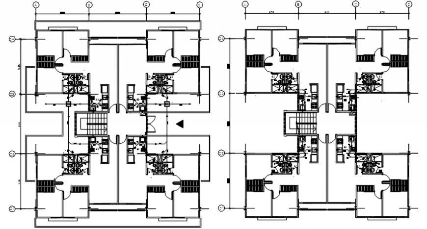 Sanitary installation details of two floors of house dwg file