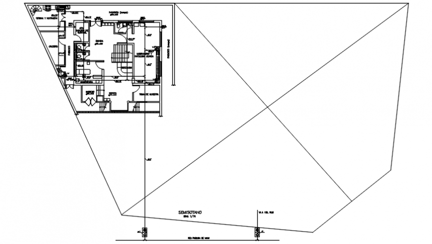 Sanitary installation of second floor plan of clinic in AutoCAD software