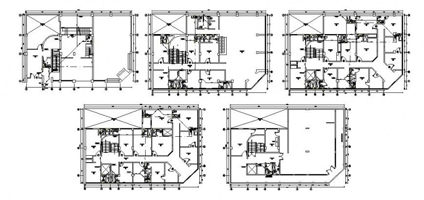 Sanitary installation plan details for multi-flooring house building dwg file
