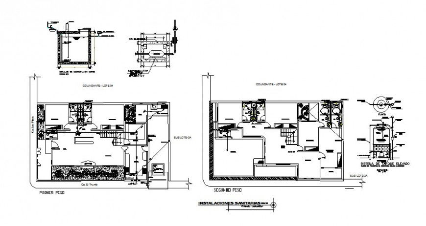 Sanitary installation plan of residence area in auto cad